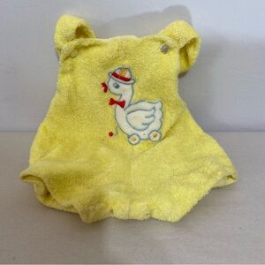 Vintage Tiny Tots Yellow Ducky Terry Cloth Romper Baby Straps
